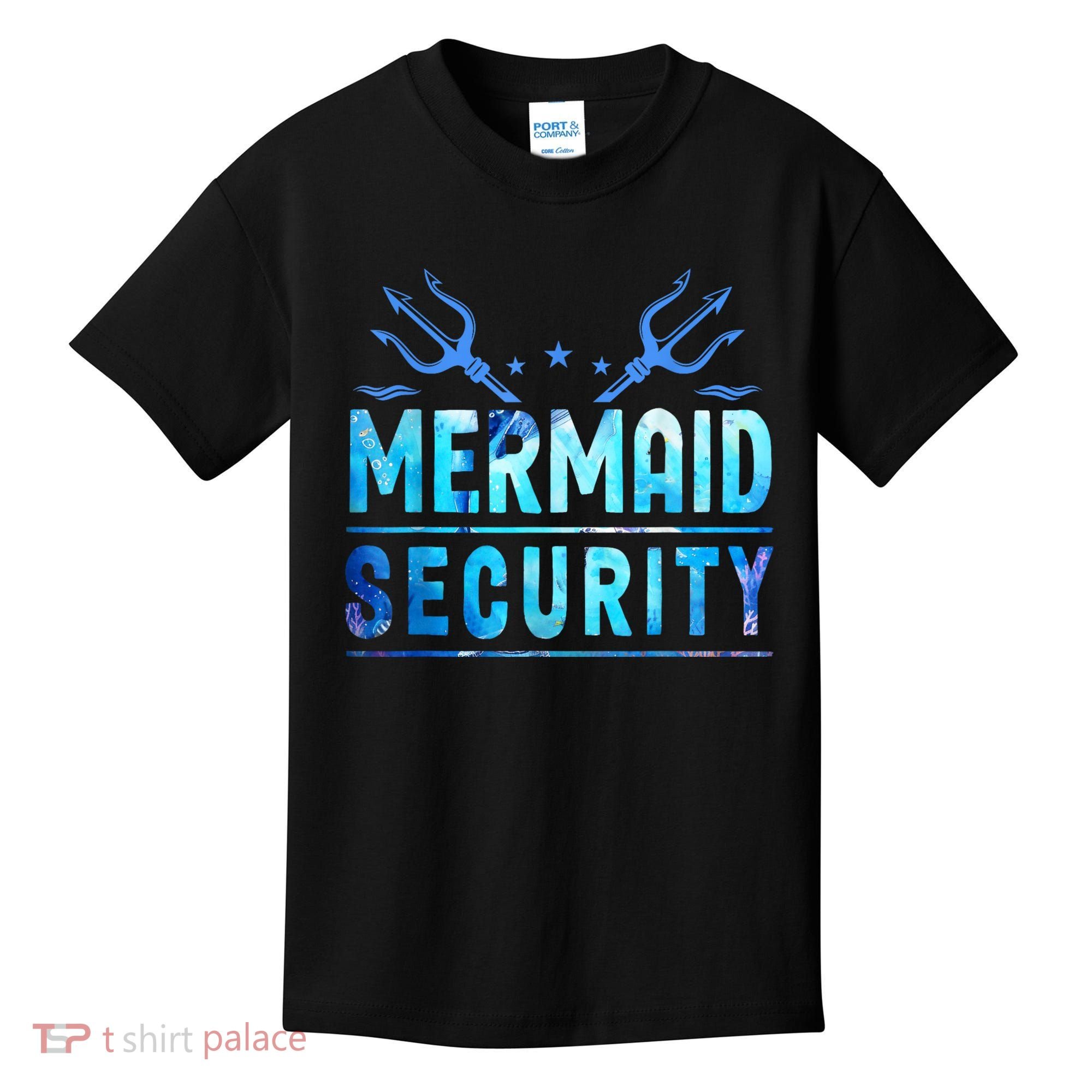 Mermaid Security Funny Dad Mermaid Family Mermaid Squad Kids T-Shirt