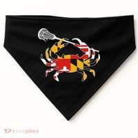 Maryland State Flag Crab Lacrosse Complete Stick & Girl USA-Made Doggie Bandana thumb 0