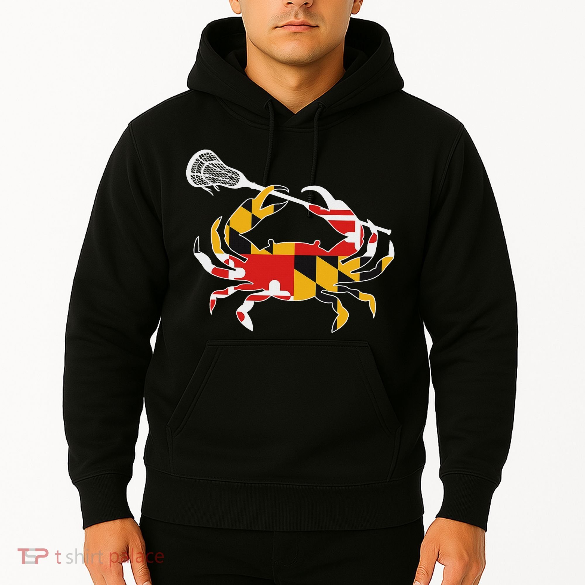 Maryland State Flag Crab Lacrosse Complete Stick & Girl Hoodie