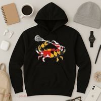 Maryland State Flag Crab Lacrosse Complete Stick & Girl Hoodie thumb 3