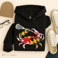 Maryland State Flag Crab Lacrosse Complete Stick & Girl Hoodie thumb 4