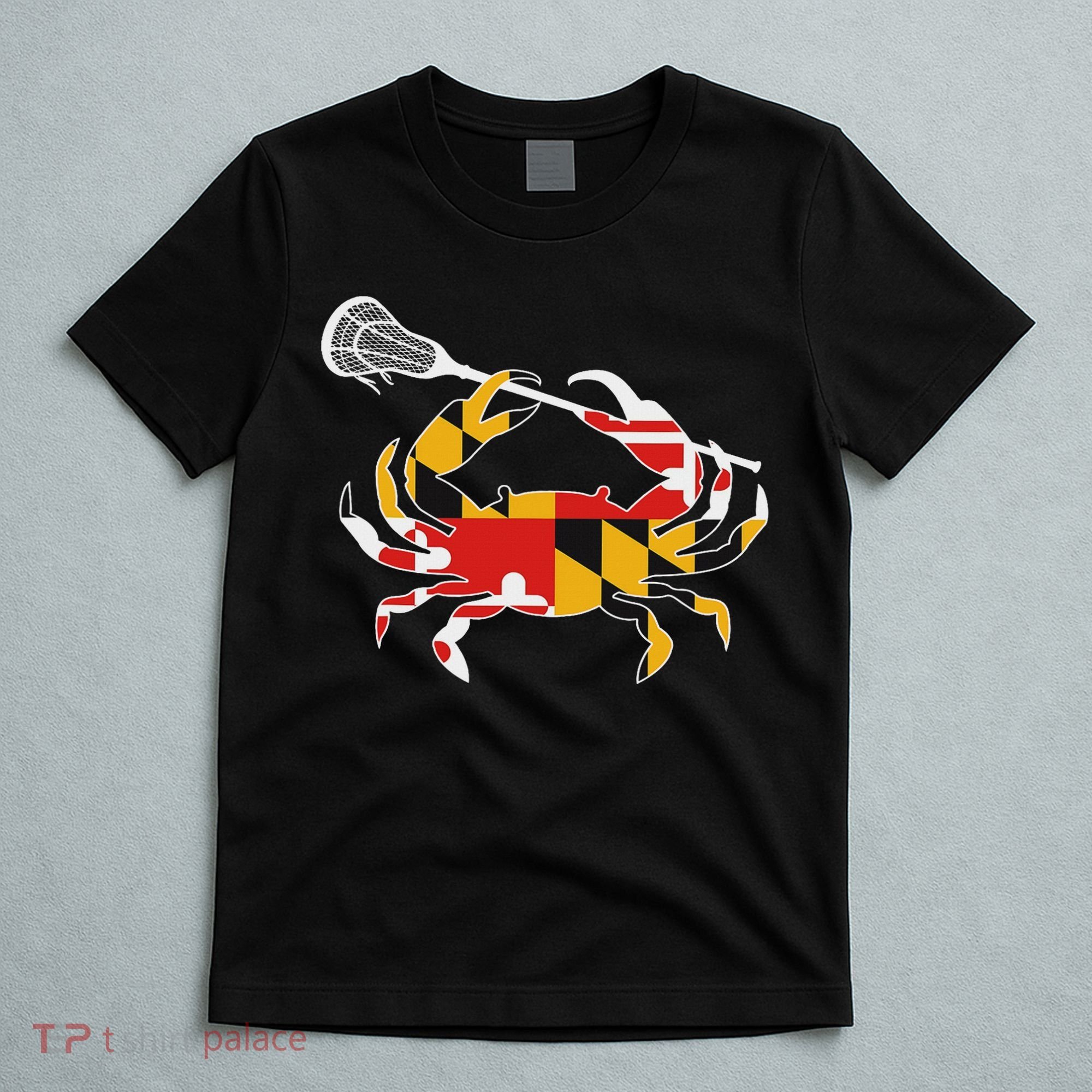 Maryland State Flag Crab Lacrosse Complete Stick & Girl T-Shirt