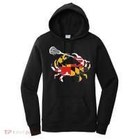 Maryland State Flag Crab Lacrosse Complete Stick & Girl Women's Hoodie thumb 0