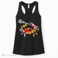 Maryland State Flag Crab Lacrosse Complete Stick & Girl Women's Tank Top thumb 0