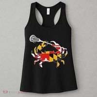 Maryland State Flag Crab Lacrosse Complete Stick & Girl Women's Tank Top thumb 3