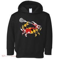 Maryland State Flag Crab Lacrosse Complete Stick & Girl Toddler Hoodie thumb 0