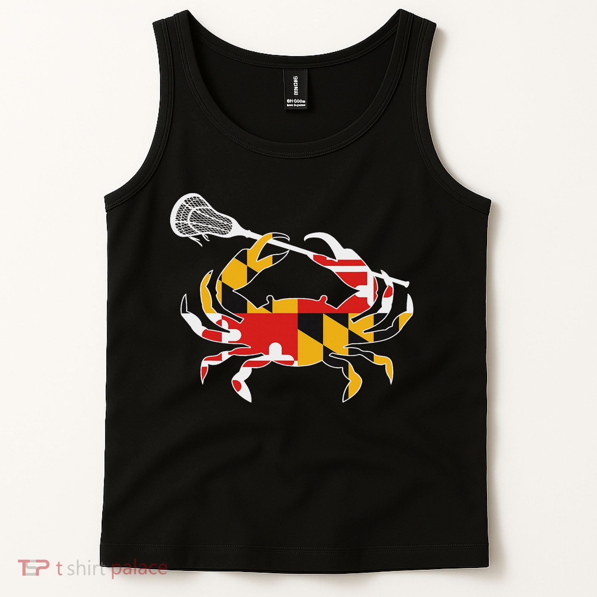 Maryland State Flag Crab Lacrosse Complete Stick & Girl Tank Top