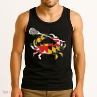 Maryland State Flag Crab Lacrosse Complete Stick & Girl Tank Top thumb 3