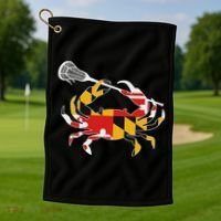 Maryland State Flag Crab Lacrosse Complete Stick & Girl Golf Towel thumb 1