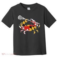 Maryland State Flag Crab Lacrosse Complete Stick & Girl Toddler T-Shirt thumb 0