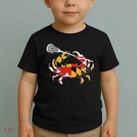 Maryland State Flag Crab Lacrosse Complete Stick & Girl Toddler T-Shirt thumb 2