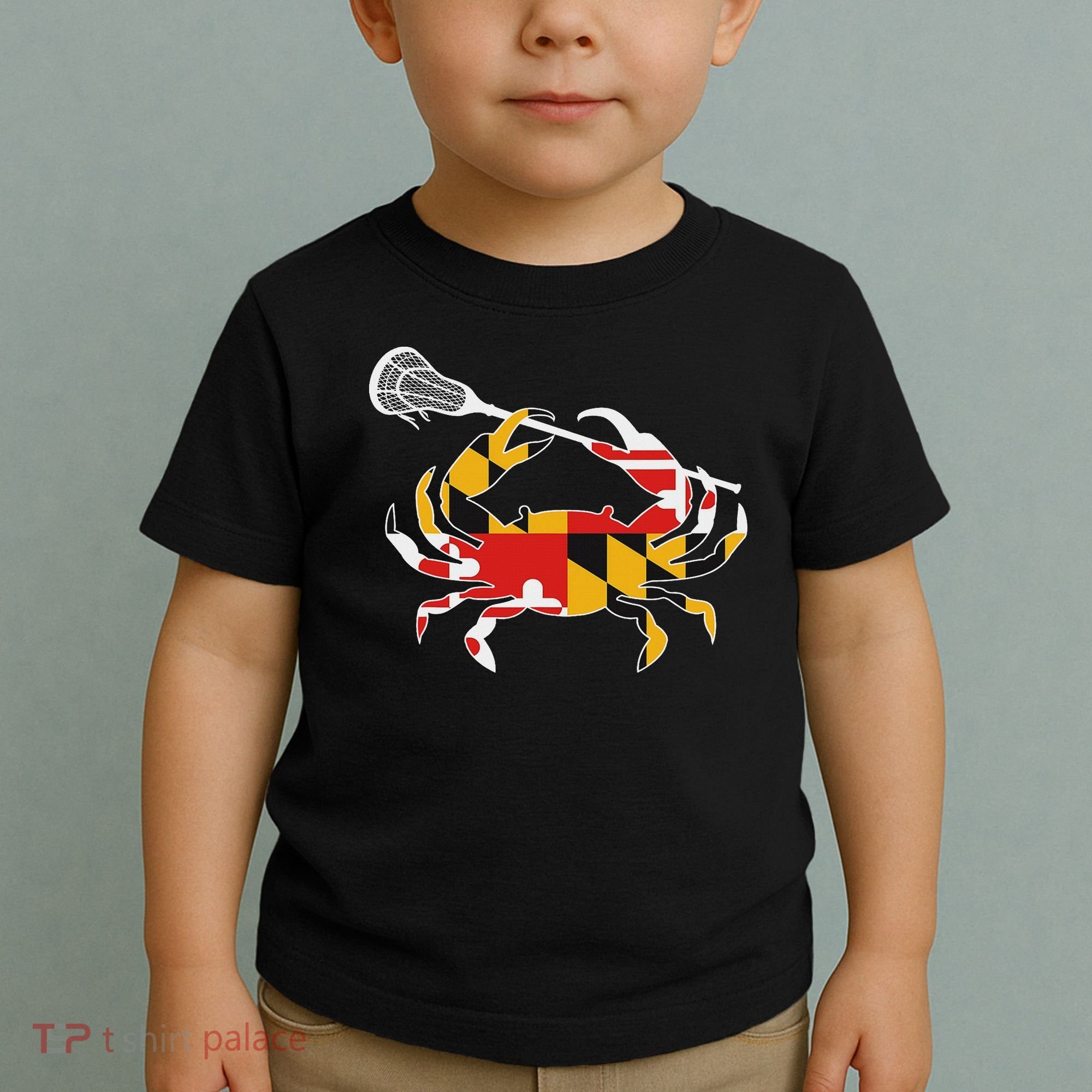 Maryland State Flag Crab Lacrosse Complete Stick & Girl Toddler T-Shirt