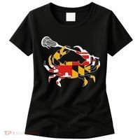 Maryland State Flag Crab Lacrosse Complete Stick & Girl Women's T-Shirt thumb 0