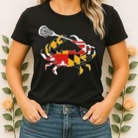 Maryland State Flag Crab Lacrosse Complete Stick & Girl Women's T-Shirt thumb 2