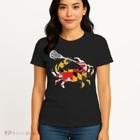 Maryland State Flag Crab Lacrosse Complete Stick & Girl Women's T-Shirt thumb 4
