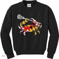 Maryland State Flag Crab Lacrosse Complete Stick & Girl Kids Sweatshirt thumb 0