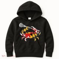 Maryland State Flag Crab Lacrosse Complete Stick & Girl Kids Hoodie thumb 0