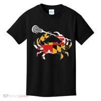 Maryland State Flag Crab Lacrosse Complete Stick & Girl Kids T-Shirt thumb 0