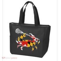 Maryland State Flag Crab Lacrosse Complete Stick & Girl Tote Bag thumb 3