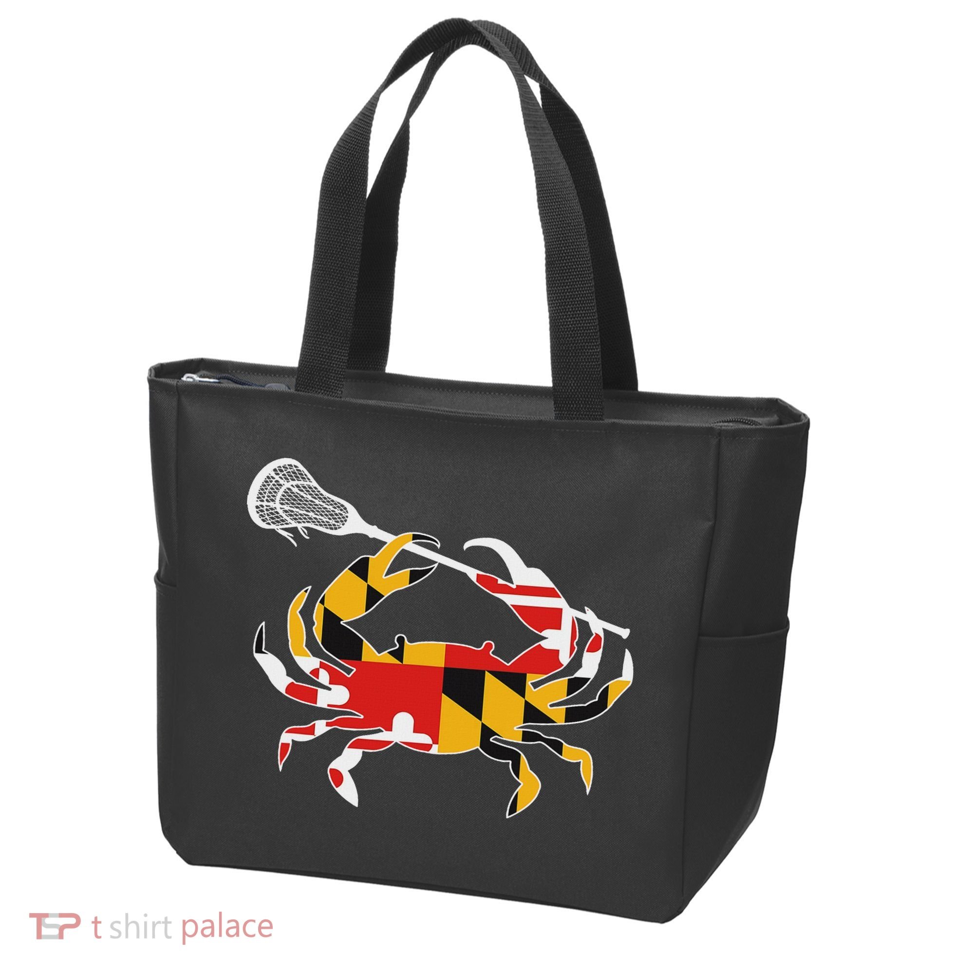 Maryland State Flag Crab Lacrosse Complete Stick & Girl Tote Bag