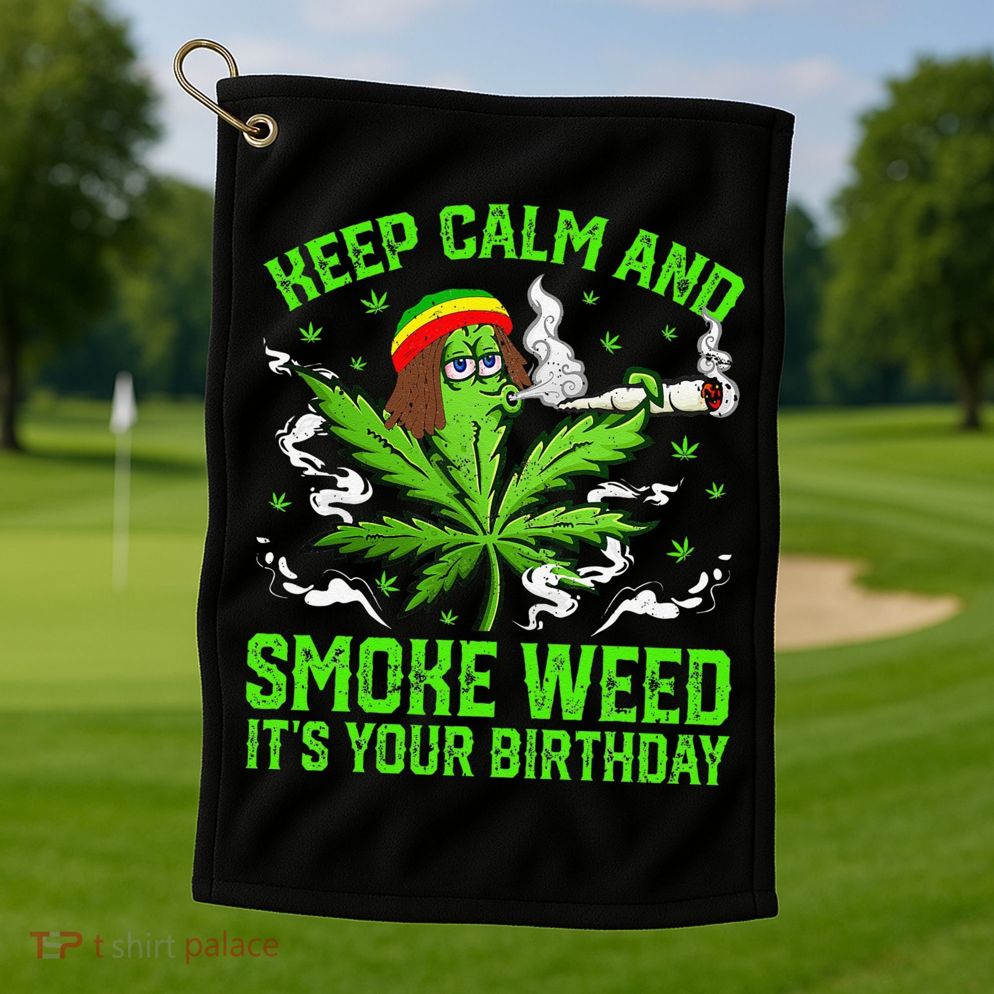 Marijuana Smoker Funny Weed Birthday Party Cannabis Stoner Golf Towel