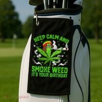Marijuana Smoker Funny Weed Birthday Party Cannabis Stoner Golf Towel thumb 2