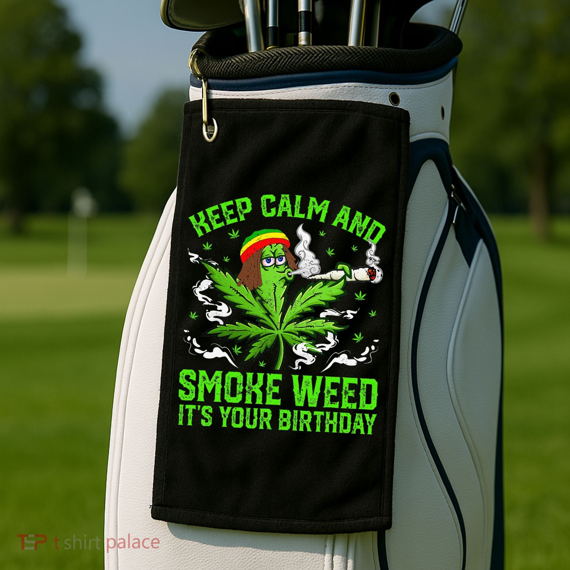 Marijuana Smoker Funny Weed Birthday Party Cannabis Stoner Golf Towel