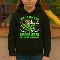 Marijuana Smoker Funny Weed Birthday Party Cannabis Stoner Kids Hoodie thumb 3