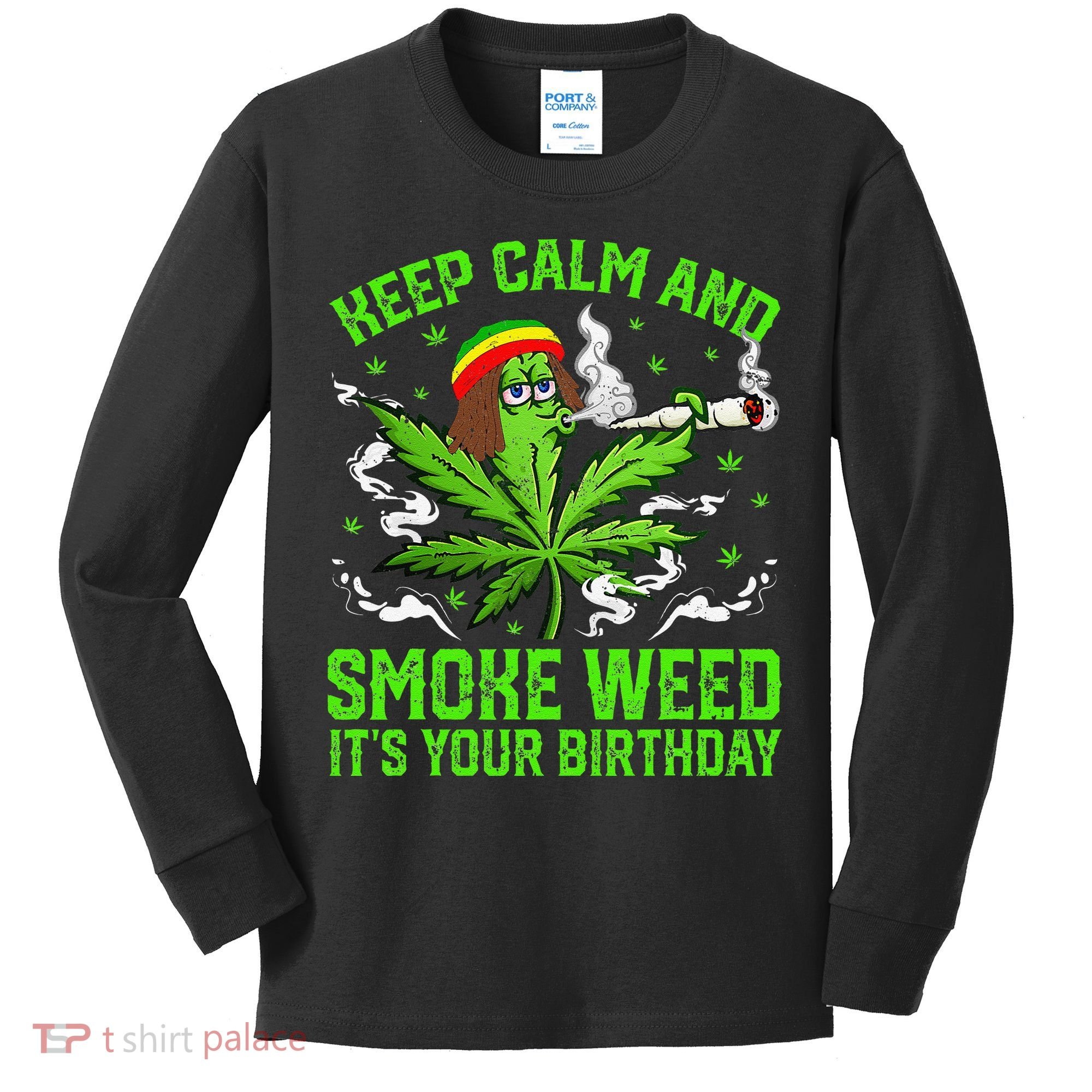 Marijuana Smoker Funny Weed Birthday Party Cannabis Stoner Kids Long Sleeve Shirt