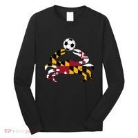 Maryland State Flag Blue Crab Pride With Soccer Ball Long Sleeve Shirt thumb 0