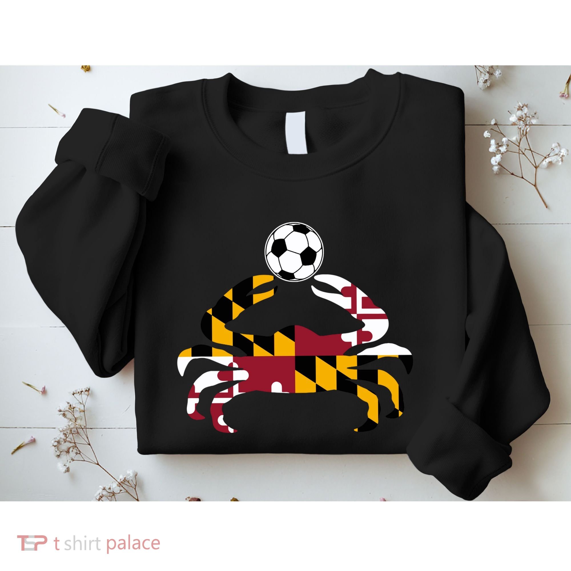 Maryland State Flag Blue Crab Pride With Soccer Ball Sweatshirt