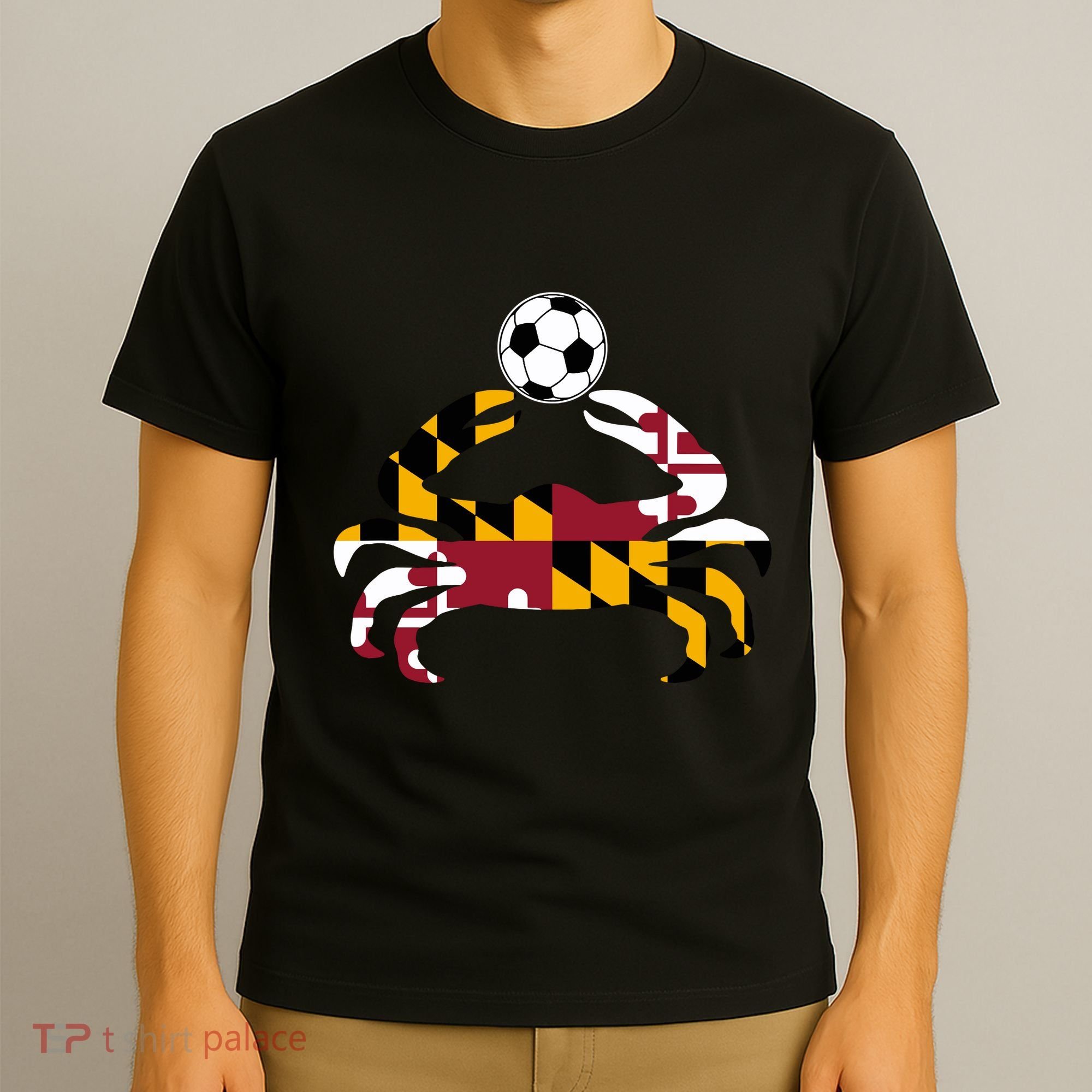 Maryland State Flag Blue Crab Pride With Soccer Ball T-Shirt