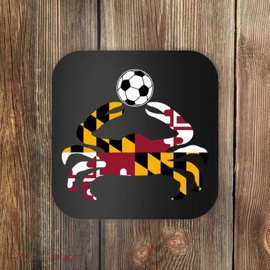 Maryland State Flag Blue Crab Pride With Soccer Ball Coaster