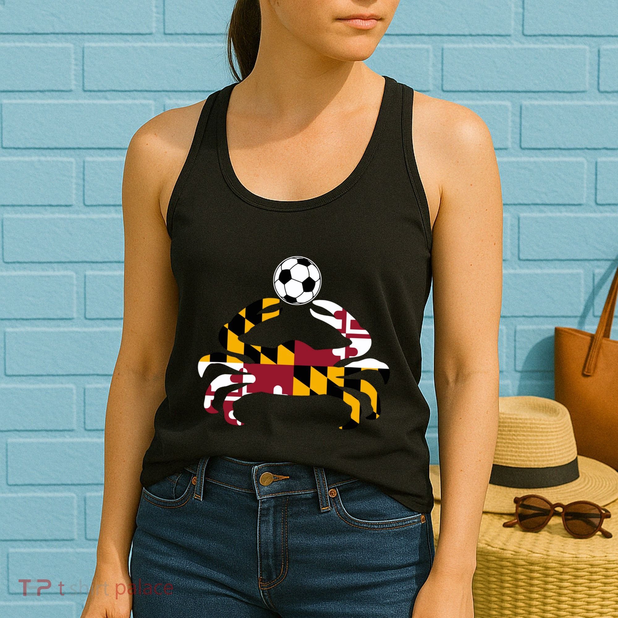 Maryland State Flag Blue Crab Pride With Soccer Ball Women's Tank Top