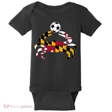 Maryland State Flag Blue Crab Pride With Soccer Ball Baby Bodysuit