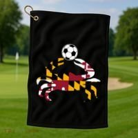 Maryland State Flag Blue Crab Pride With Soccer Ball Golf Towel thumb 1