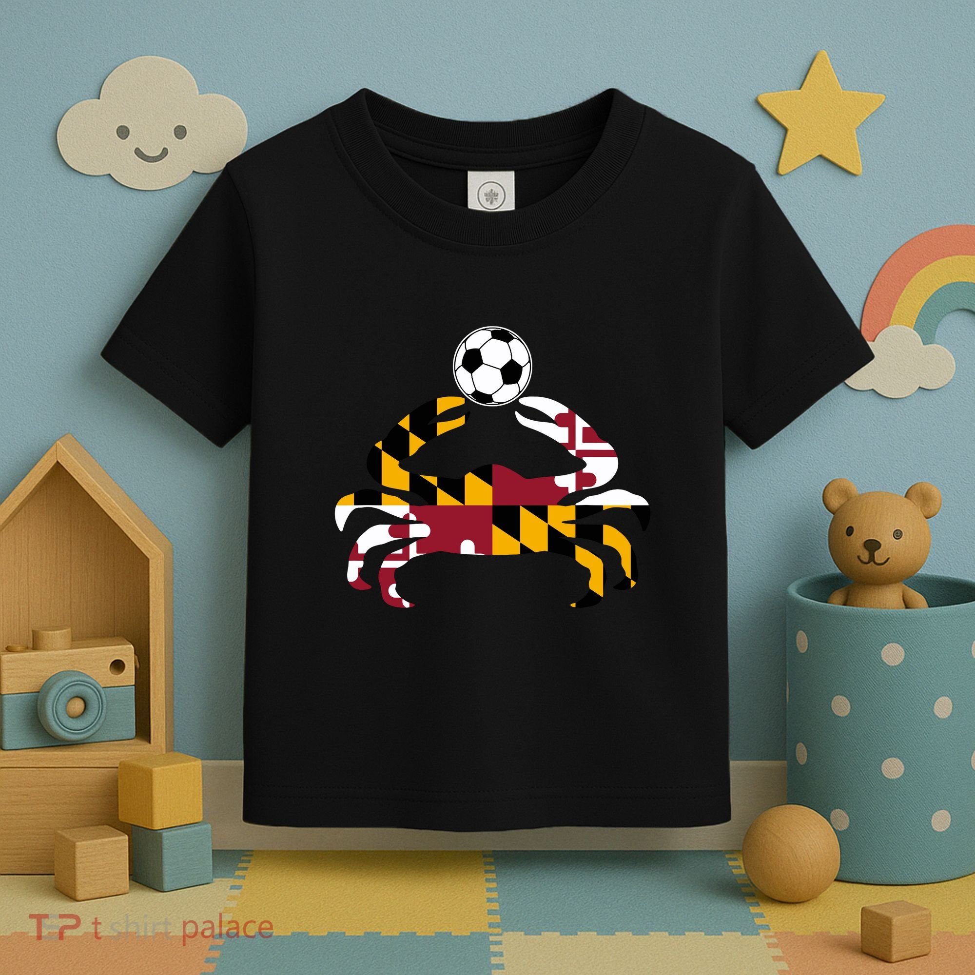 Maryland State Flag Blue Crab Pride With Soccer Ball Toddler T-Shirt