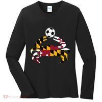 Maryland State Flag Blue Crab Pride With Soccer Ball Women's Long Sleeve Shirt thumb 0