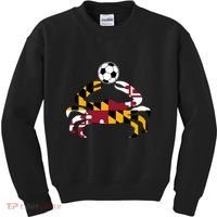 Maryland State Flag Blue Crab Pride With Soccer Ball Kids Sweatshirt thumb 0