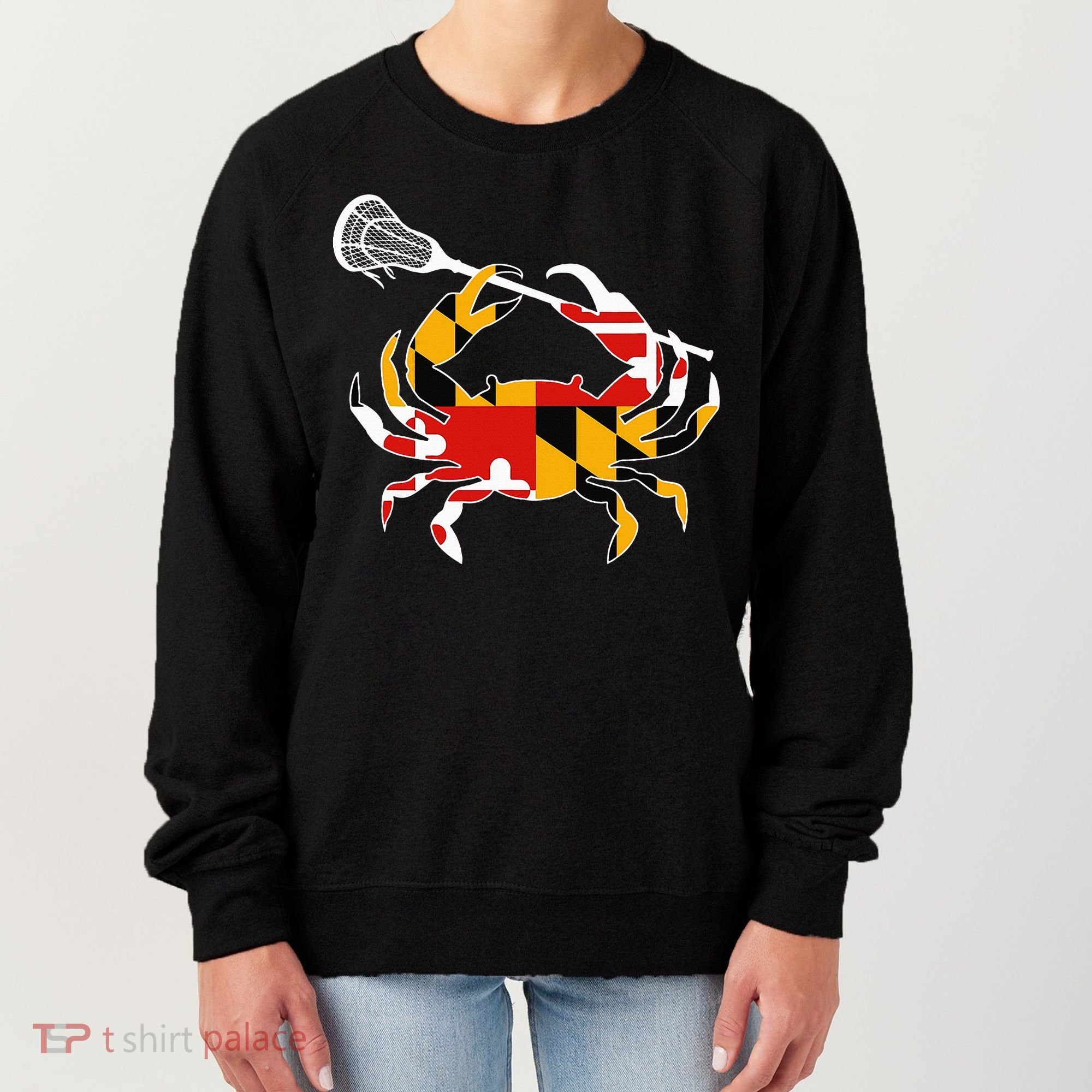 Maryland State Flag Crab Lacrosse Complete Stick Women's Sweatshirt