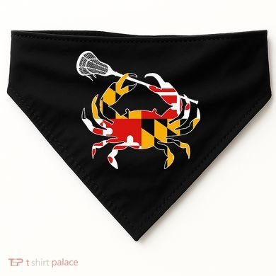 Maryland State Flag Crab Lacrosse Complete Stick USA-Made Doggie Bandana