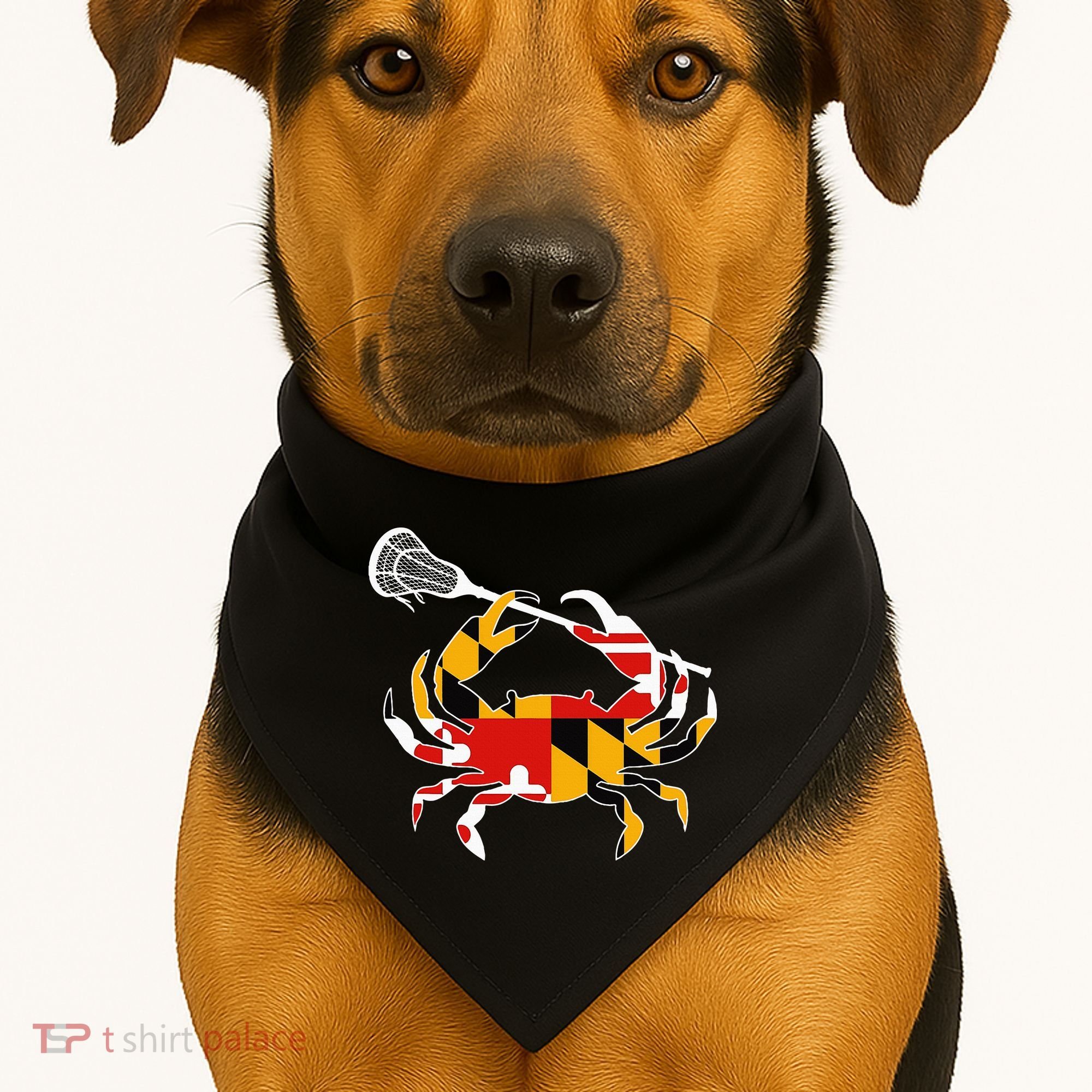 Maryland State Flag Crab Lacrosse Complete Stick USA-Made Doggie Bandana