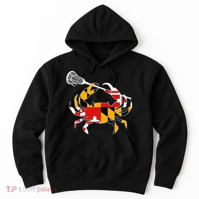 Maryland State Flag Crab Lacrosse Complete Stick Hoodie