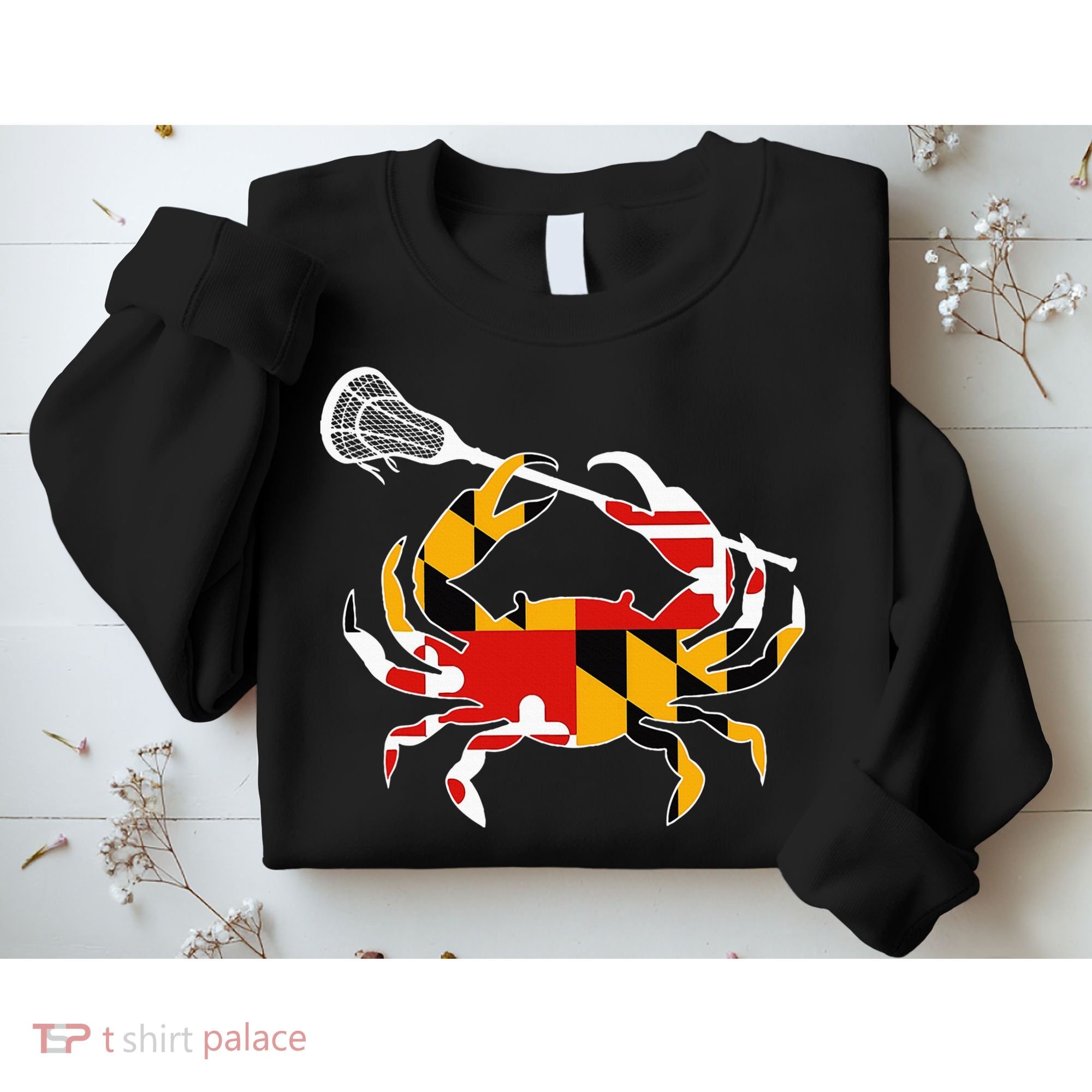 Maryland State Flag Crab Lacrosse Complete Stick Sweatshirt