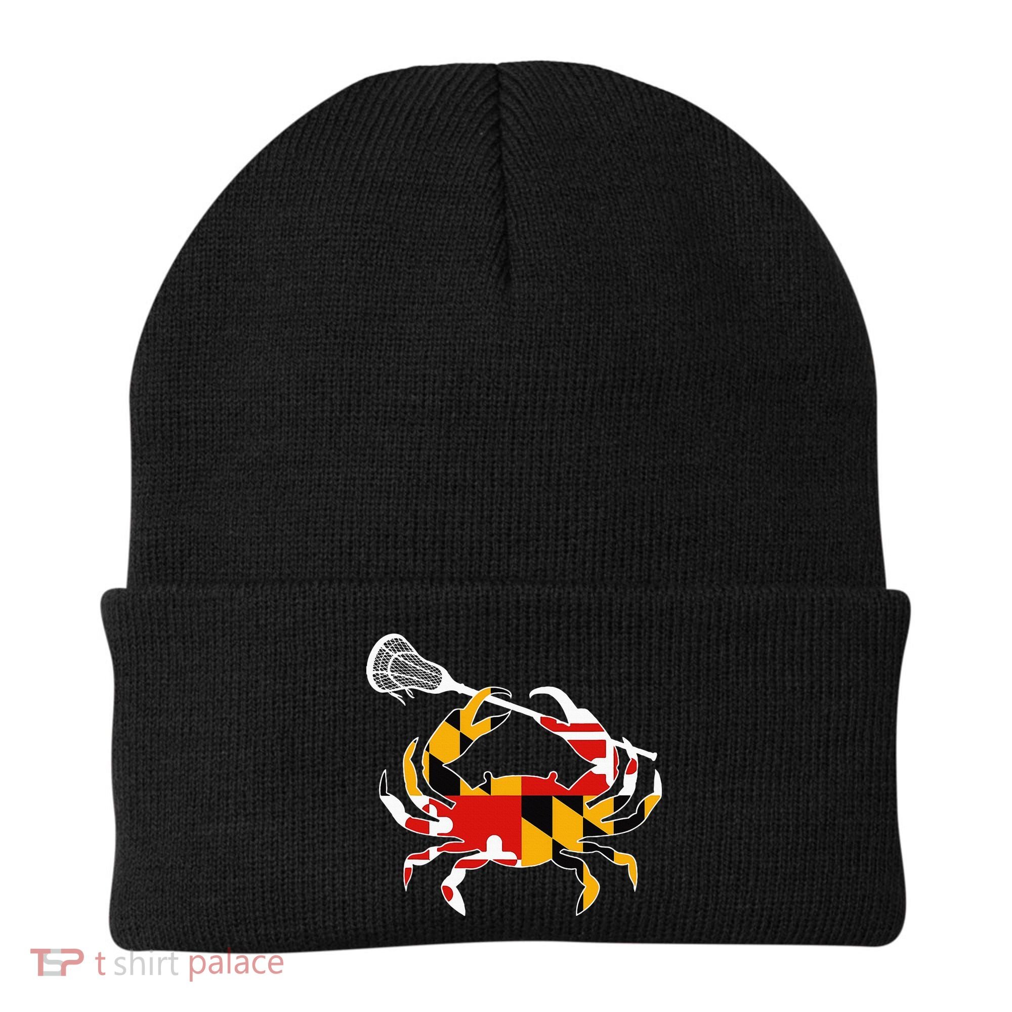 Maryland State Flag Crab Lacrosse Complete Stick Beanie
