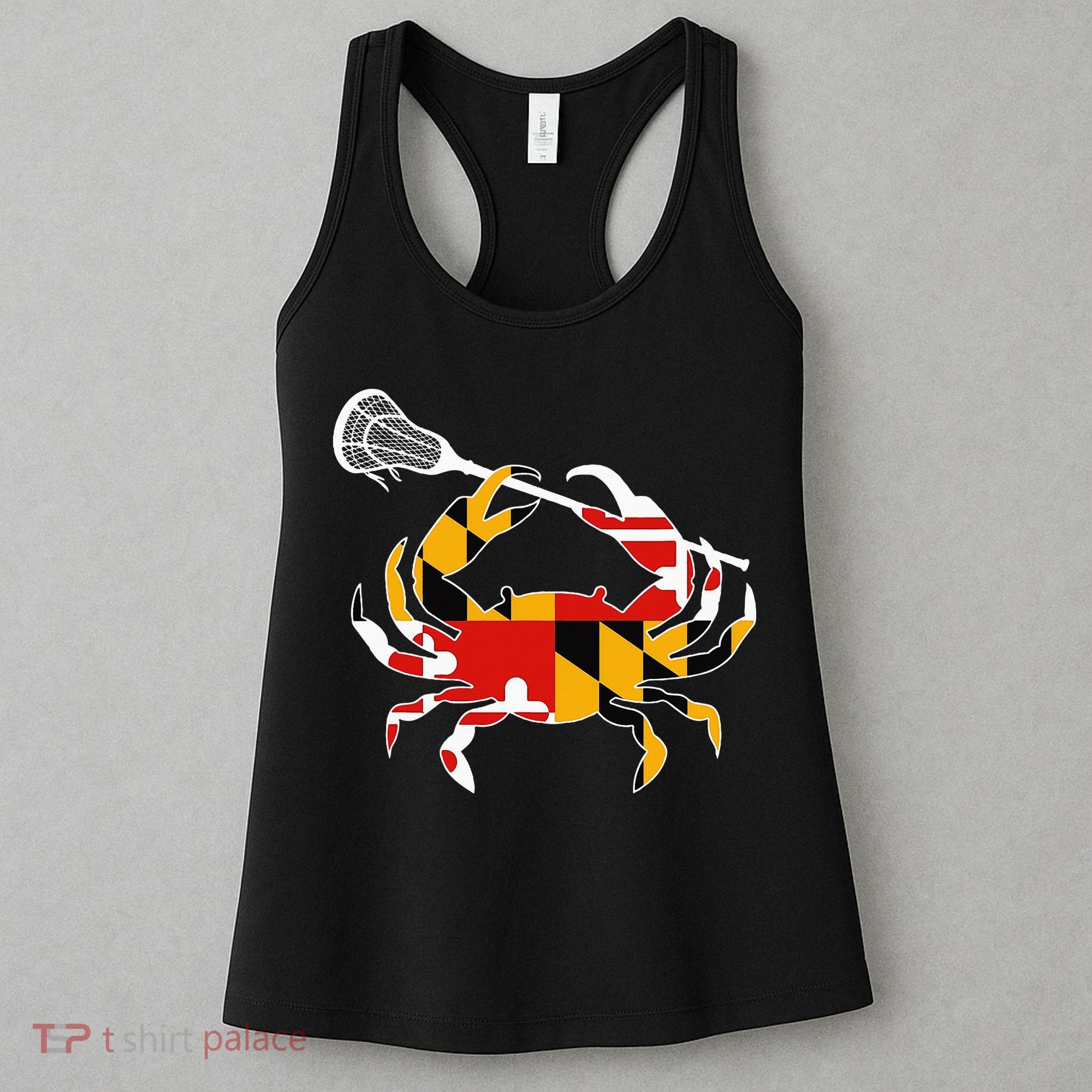 Maryland State Flag Crab Lacrosse Complete Stick Women's Tank Top