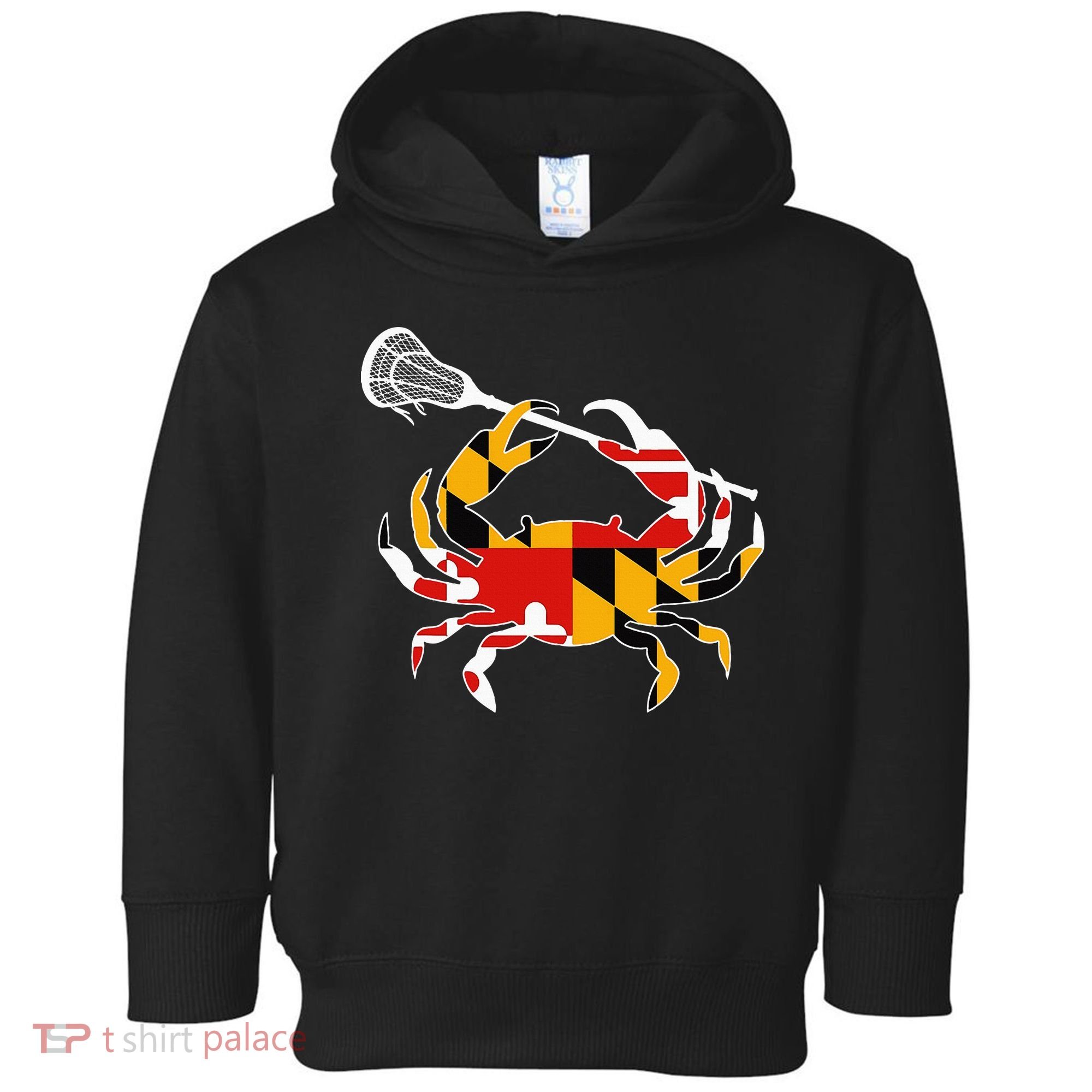 Maryland State Flag Crab Lacrosse Complete Stick Toddler Hoodie