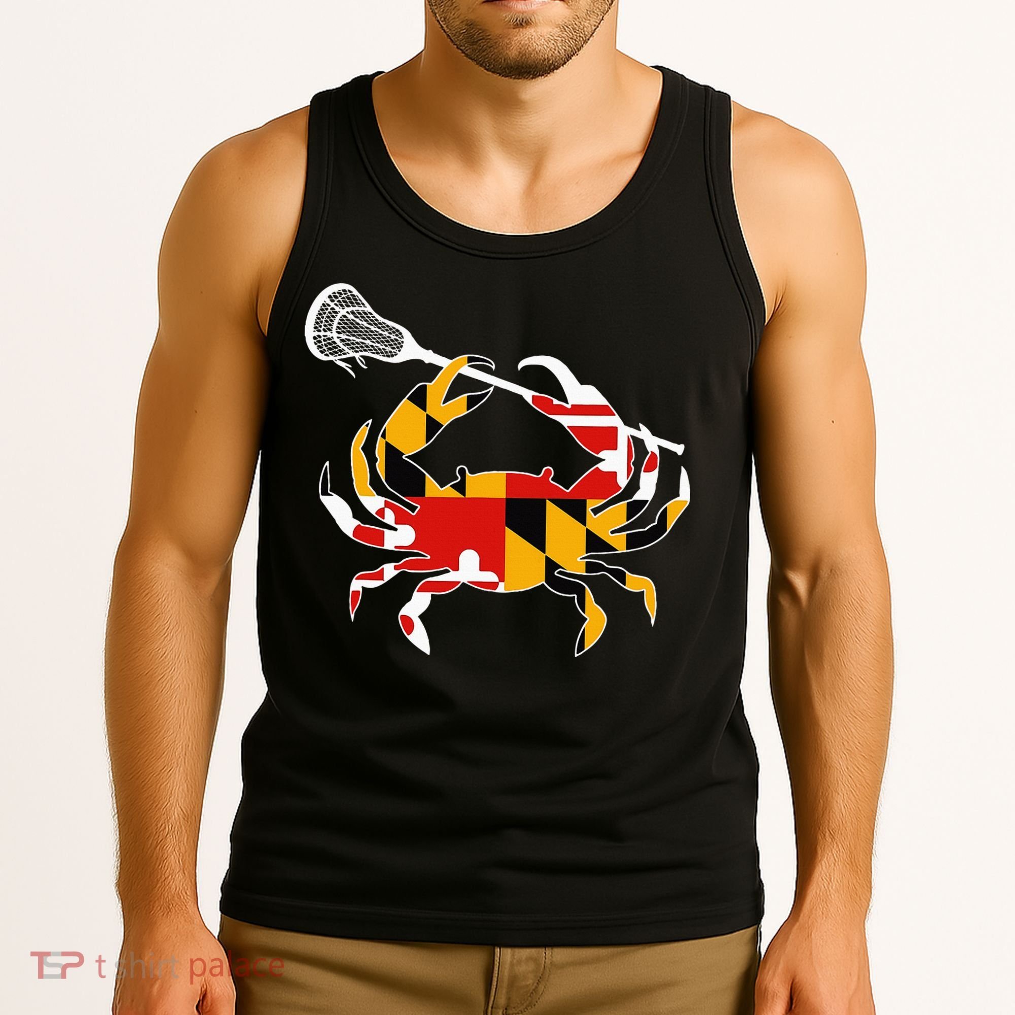 Maryland State Flag Crab Lacrosse Complete Stick Tank Top