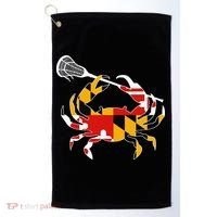Maryland State Flag Crab Lacrosse Complete Stick Golf Towel thumb 0