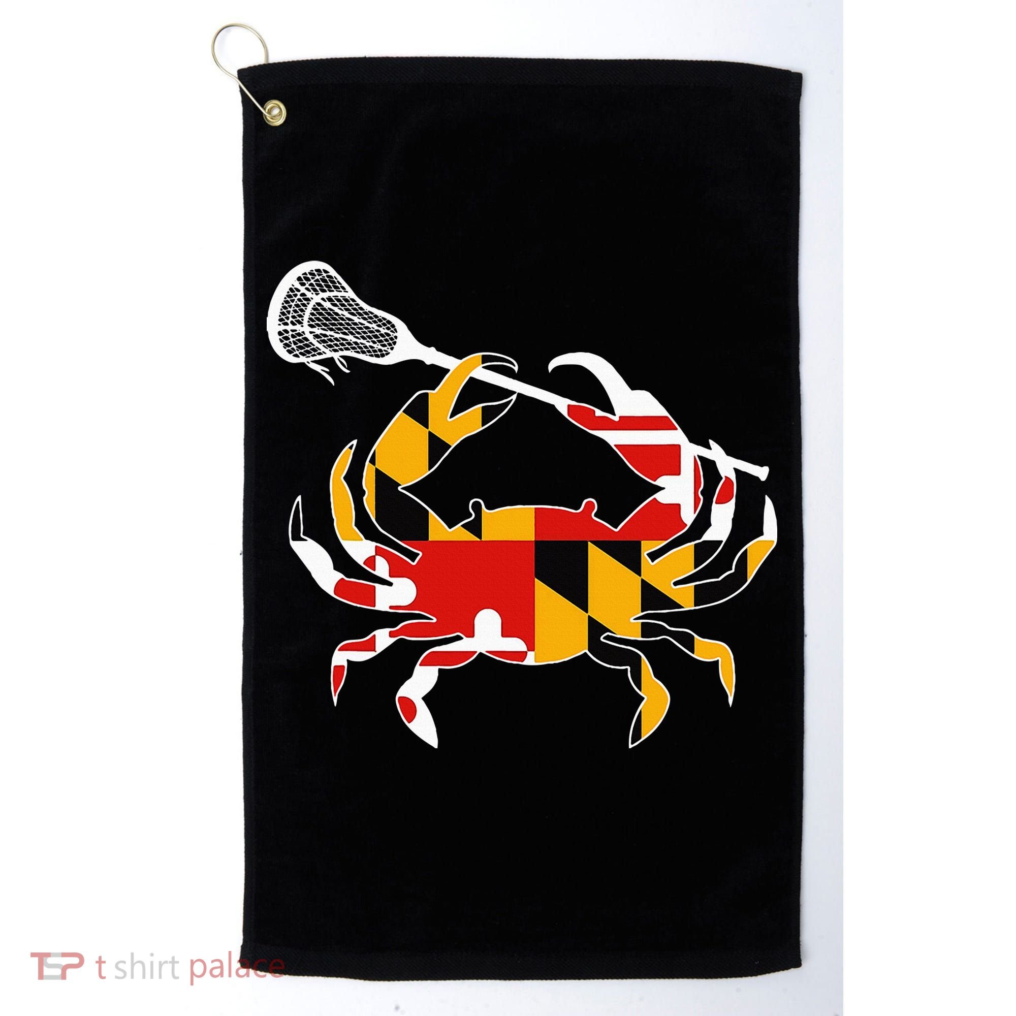 Maryland State Flag Crab Lacrosse Complete Stick Golf Towel